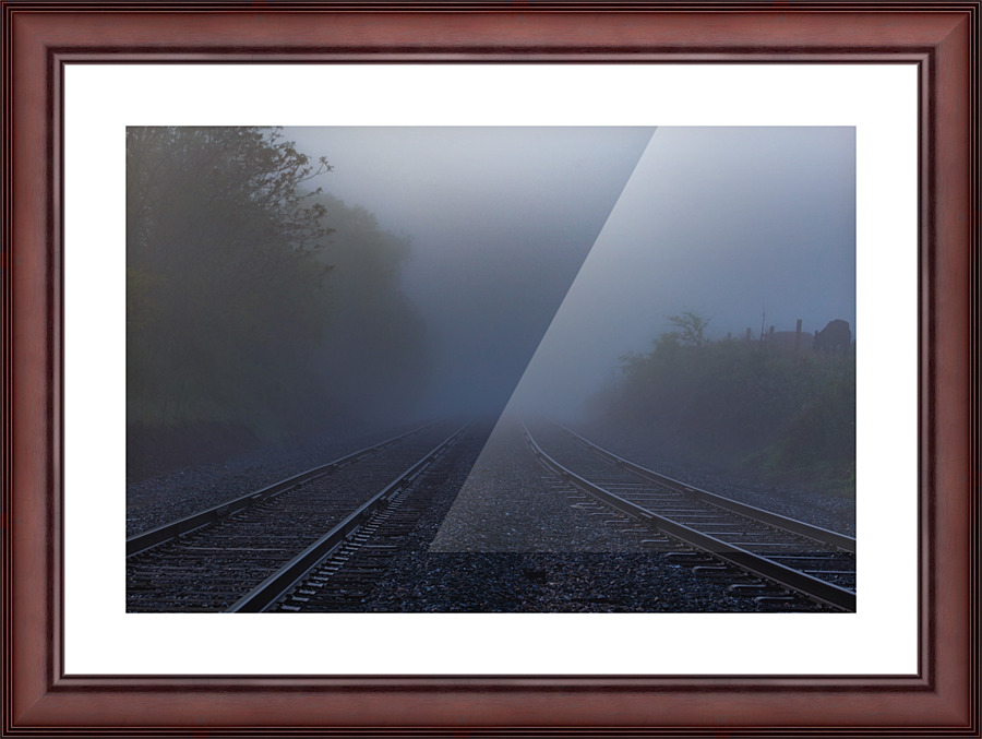 Early Morning Train Tracks Picture Frame print